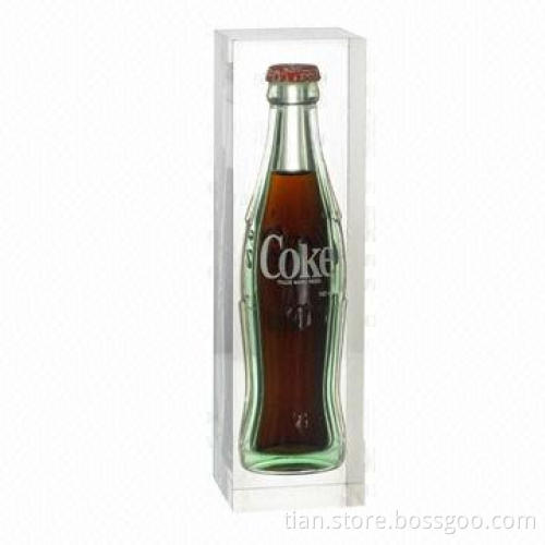 Acrylic resin beer bottle embedment for display souvenir